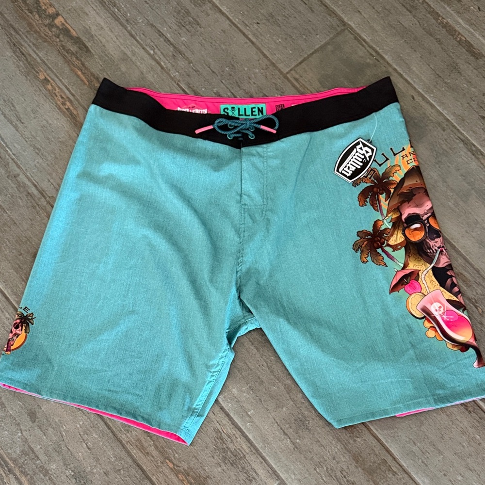 Sullen Teal and Pink Men's Board Shorts